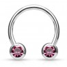 Piercing fer à cheval 76 - Cristal de face rose
