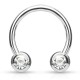 Piercing fer à cheval 76 - Cristal de face transparent
