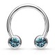 Piercing fer à cheval 76 - Cristal de face bleu-clair