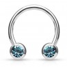 Piercing fer à cheval 76 - Cristal de face bleu-clair