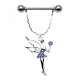 Piercing téton barbell 22 - Fée pendante cristaux lilas