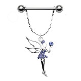 Piercing téton barbell 22 - Fée pendante cristaux lilas