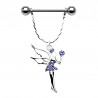Piercing téton barbell 22 - Fée pendante cristaux lilas