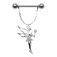 Piercing téton barbell 22 - Fée pendante cristaux transparents
