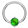 Piercing anneau 1,6mm 28 - Cristal rond vert-pomme