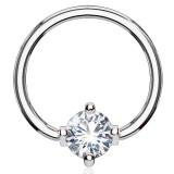 Piercing anneau 1,6mm 28 - Cristal rond transparent