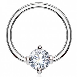 Piercing anneau 1,6mm 28 - Cristal rond transparent