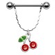Piercing téton cerise avec des cristaux rouges et verts (29)