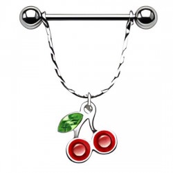 Piercing téton cerise avec des cristaux rouges et verts (29)