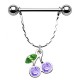 Piercing téton cerise avec des cristaux lilas et verts (29)