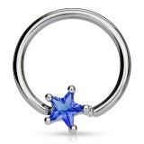 Piercing anneau 1,6mm 95 - Cristal étoile bleu