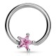 Piercing anneau 1,6mm 95 - Cristal étoile rose