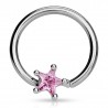 Piercing anneau 1,6mm 95 - Cristal étoile rose