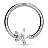 Piercing anneau 1,6mm 95 - Cristal étoile transparent