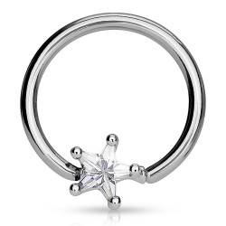 Piercing anneau 1,6mm 95 - Cristal étoile transparent