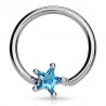 Piercing anneau 1,6mm 95 - Cristal étoile bleu-clair