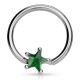 Piercing anneau 1,6mm 95 - Cristal étoile vert-pomme