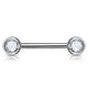 Piercing téton barbell 04 - Deux boules avec cristaux transparents