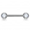 Piercing téton barbell 04 - Deux boules avec cristaux transparents
