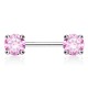 Piercing téton barbell 01 - Cristal rond rose