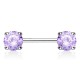 Piercing téton barbell 01 - Cristal rond violet