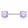Piercing téton barbell 01 - Cristal rond violet