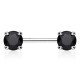 Piercing téton barbell 01 - Cristal rond noir