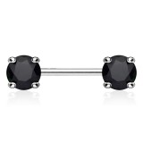 Piercing téton barbell 01 - Cristal rond noir