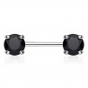 Piercing téton barbell 01 - Cristal rond noir