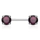 Piercing téton barbell 01 - Cristal rond lilas
