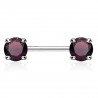 Piercing téton barbell 01 - Cristal rond lilas