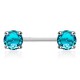 Piercing téton barbell 01 - Cristal rond bleu-clair