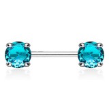 Piercing téton barbell 01 - Cristal rond bleu-clair