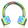 Piercing micro-circulaire 65 - Plaqué-titane rainbow deux dés à jouer