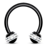 Piercing micro-circulaire 54 - Noir multiples cristaux transparents