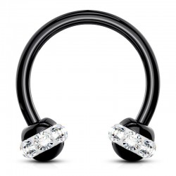 Piercing micro-circulaire 54 - Noir multiples cristaux transparents