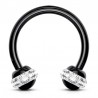 Piercing micro-circulaire 54 - Noir multiples cristaux transparents