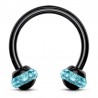 Piercing micro-circulaire 54 - Noir multiples cristaux bleu-clair