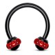 Piercing micro-circulaire 54 - Noir multiples cristaux rouges