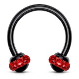 Piercing micro-circulaire 54 - Noir multiples cristaux rouges