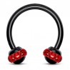 Piercing micro-circulaire 54 - Noir multiples cristaux rouges