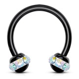 Piercing micro-circulaire 54 - Noir multiples cristaux auroras
