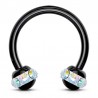 Piercing micro-circulaire 54 - Noir multiples cristaux auroras
