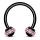 Piercing micro-circulaire 54 - Noir multiples cristaux roses
