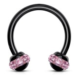 Piercing micro-circulaire 54 - Noir multiples cristaux roses