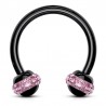 Piercing micro-circulaire 54 - Noir multiples cristaux roses