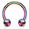 Piercing micro-circulaire 31 - Plaqué-titane rainbow cristal rose