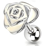 Cartilage hélix, tragus 42 - Grosse fleur peinte blanche