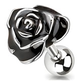Cartilage hélix, tragus 42 - Grosse fleur peinte noire