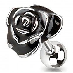 Cartilage hélix, tragus 42 - Grosse fleur peinte noire